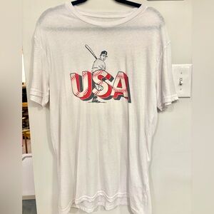 White USA Baseball Graphic T-Shirt